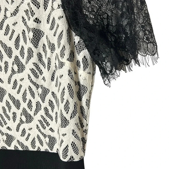 Simons Twik sheer ,lace dress,fray,lined,bow,shirt collar,Colorblock,multi media - Picture 10 of 16